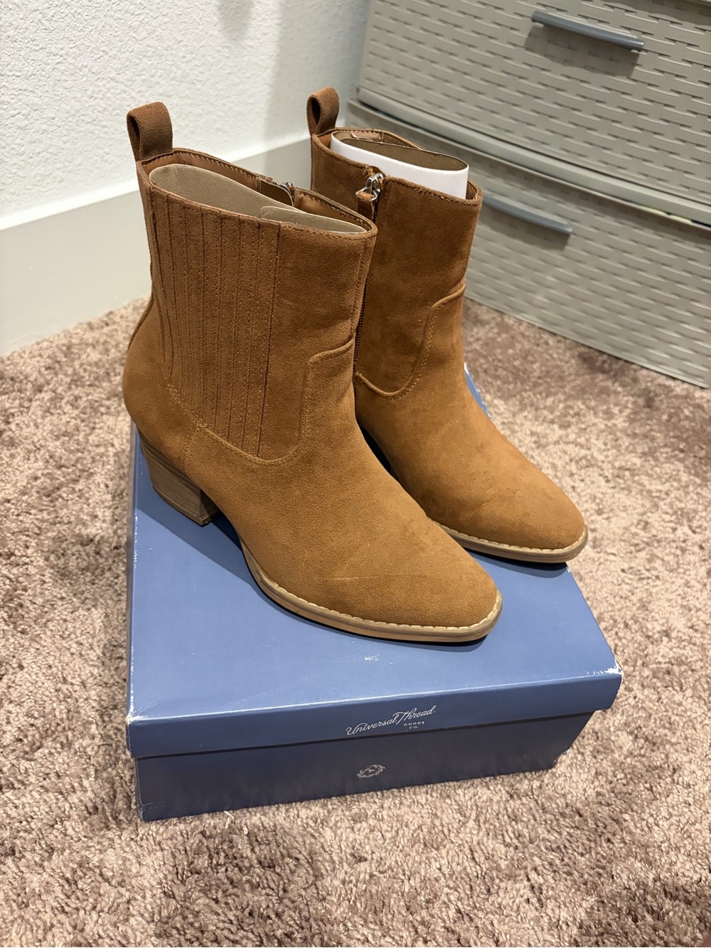 Universal Thread Cognac Suede Ankle Booties